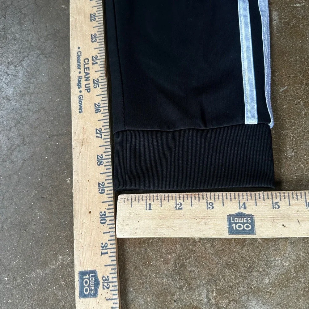 Adidas Track Pants Kids Size L 14/16 Black Excellent 3-Stripe Joggers